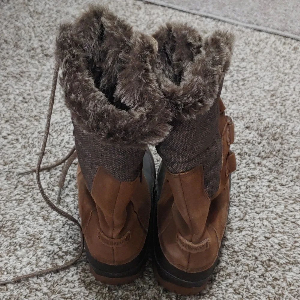 The North Face Nuptse Purna Boots Women's Brown Fur Winter & Rain Shoes Size 8